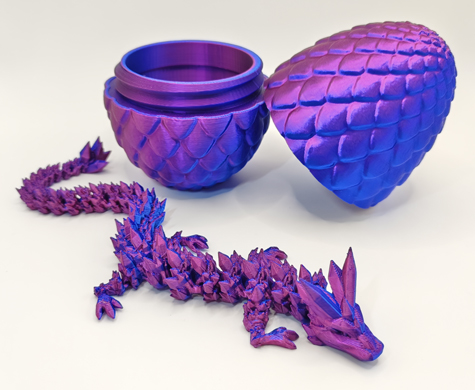 3D Printed Purple Dragon in Dragons Egg